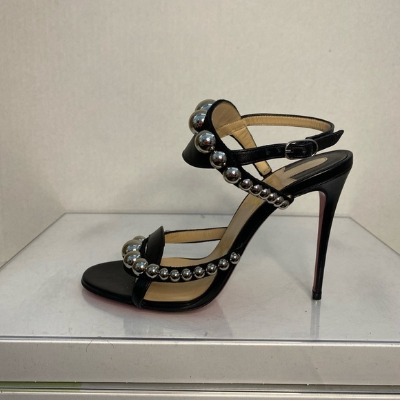 Christian Louboutin Galeria 100 Nappa Shiny Black & Silver Size 36 Pre-Owned - Picture 3 of 10